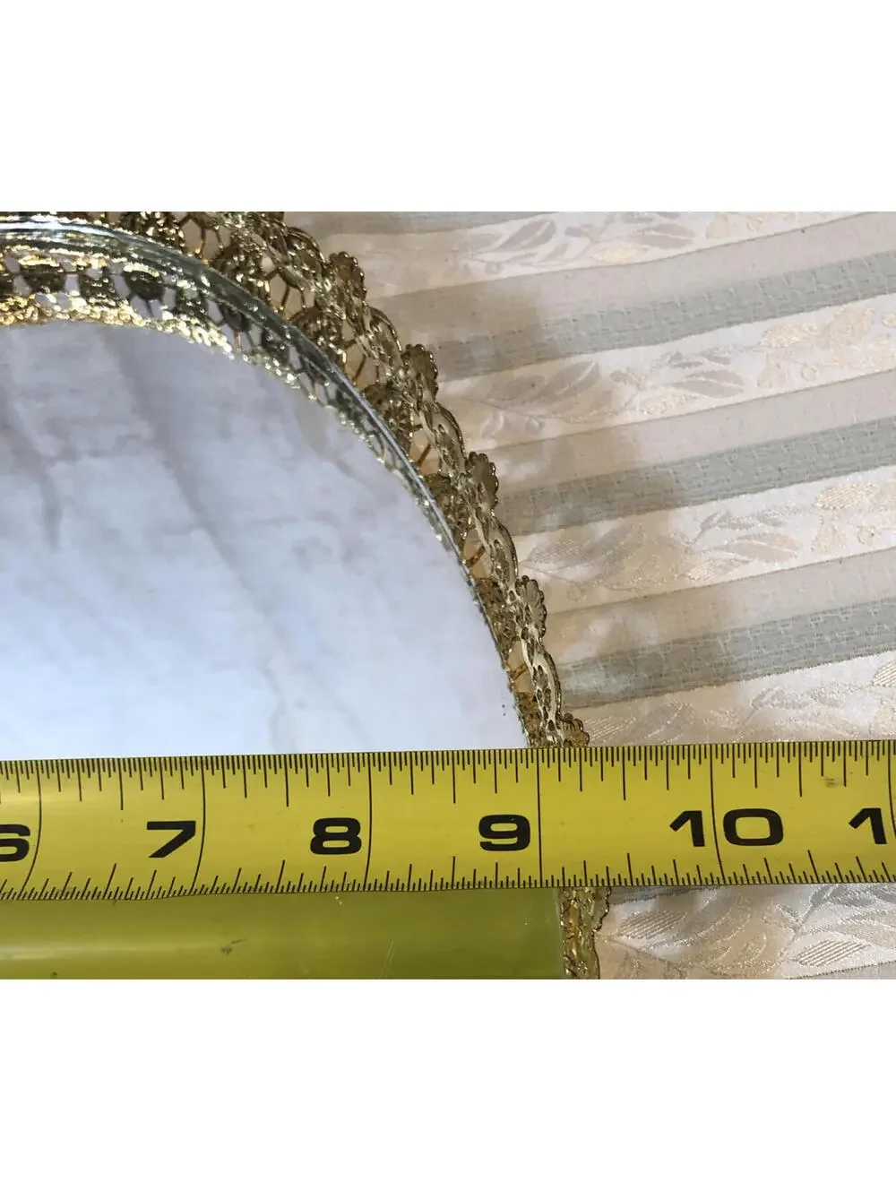 Vanity tray mirror gold tone ornate design 13